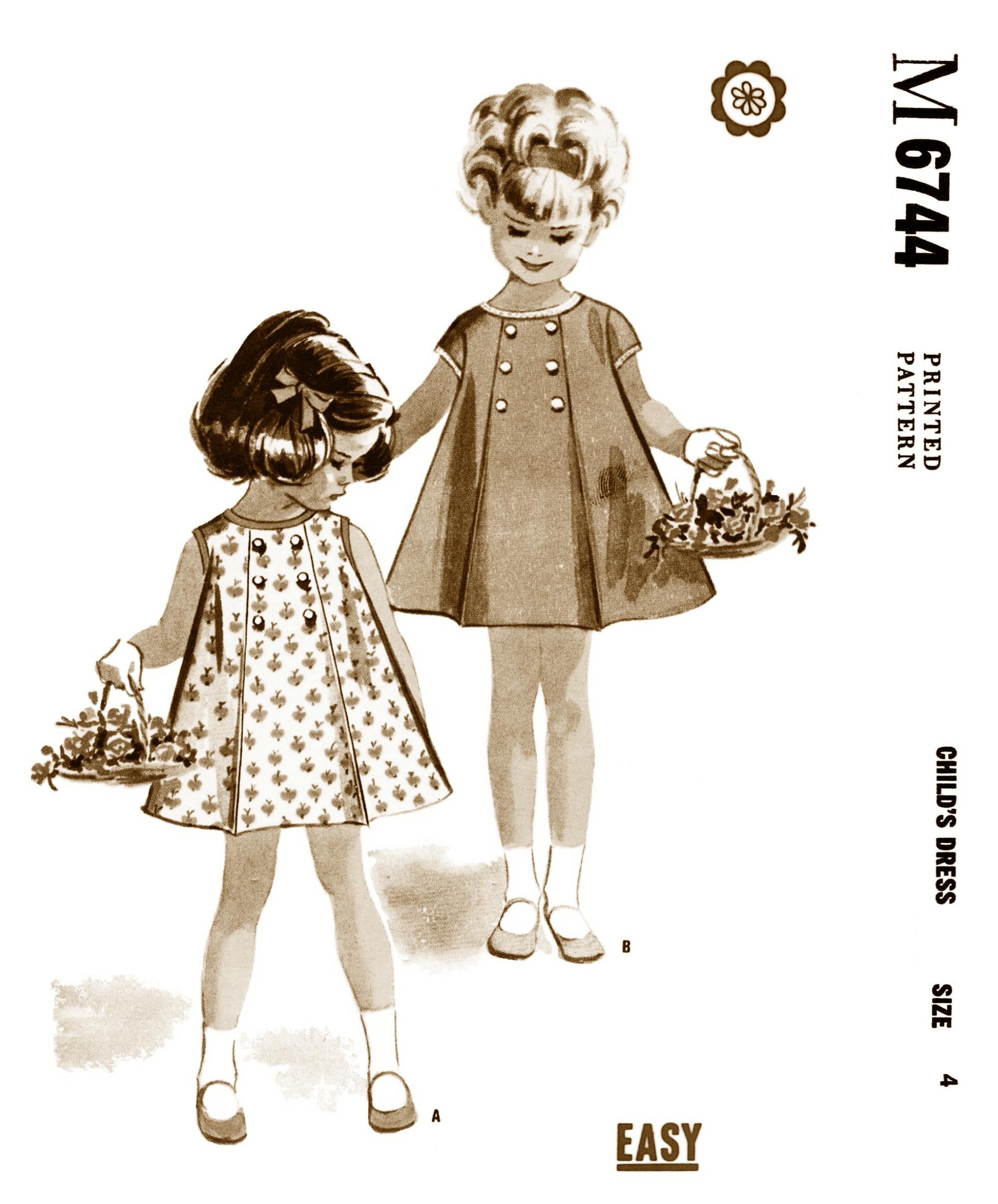 サイズ ~4~ M 6744 パターン バックボタンドレス フロック 女の子 幼児