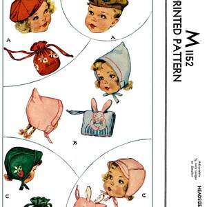 M 1152 Schnittmuster BABY Kleinkind Mütze, Muff & Tasche 50 cm Kopf PDF