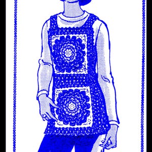Granny Square TUNIC Top Overlay CROCHET Pattern Crocheted Crocheting Women&#39;s Mail Order Design 758 Pdf
