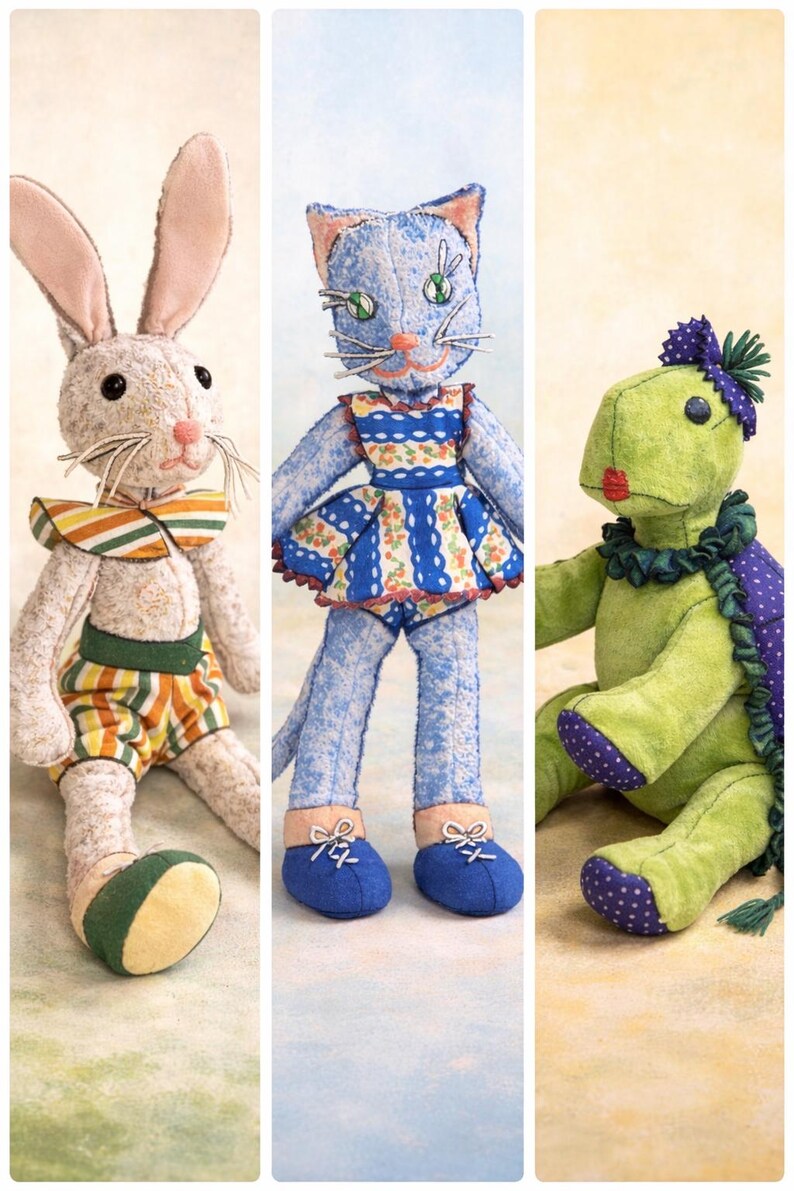 LETTER Cat Bunny Turtle Sewing Pattern M 1499 Stuffed Animal & Dolls ...