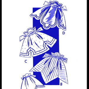 May include: A vintage sewing pattern with a blue background and four different styles of collars, labelled A, B, C, and D. The pattern number is 2073.