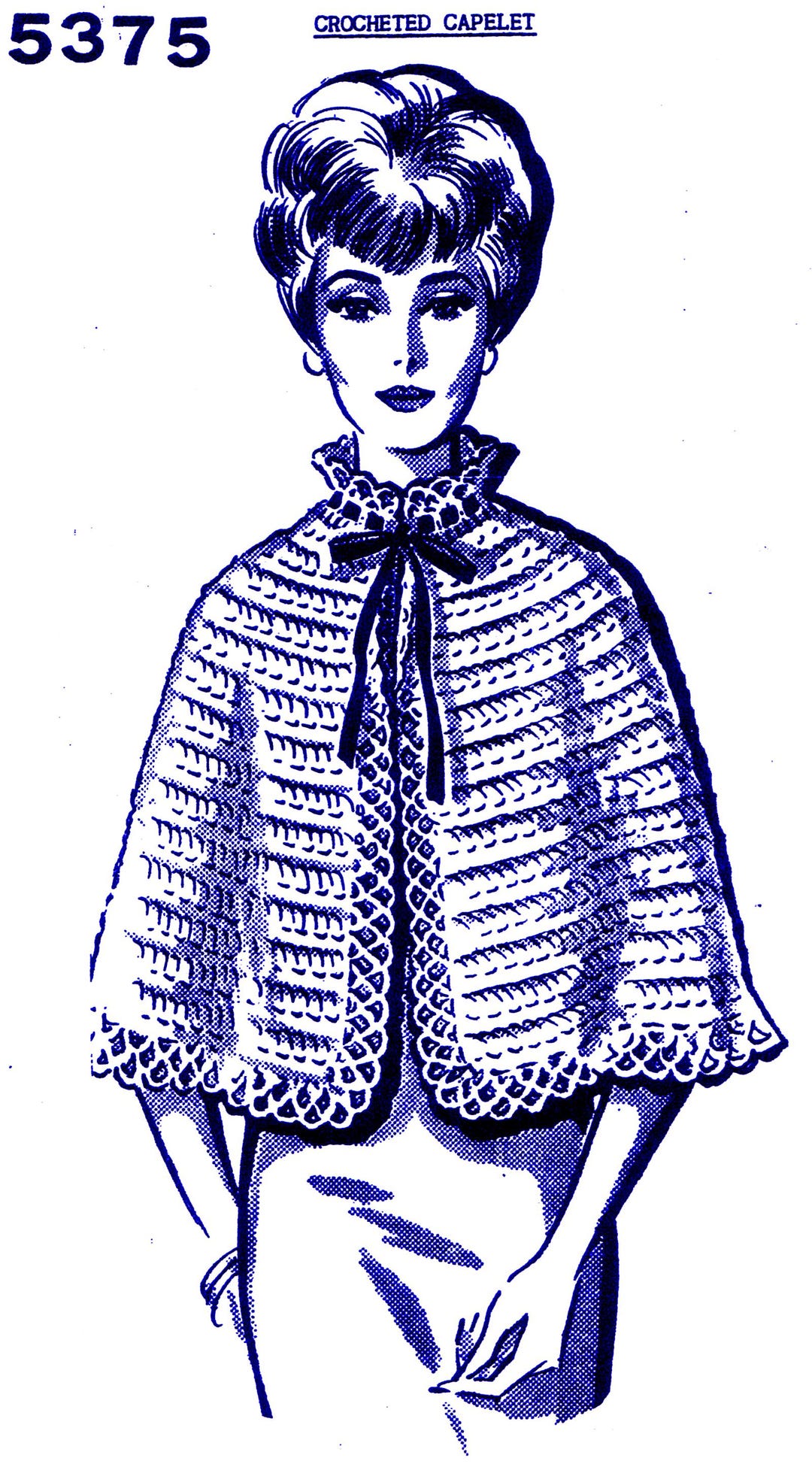 CAPE Capelet Crocheting Pattern Mail Order Design 5375 Crocheted ...