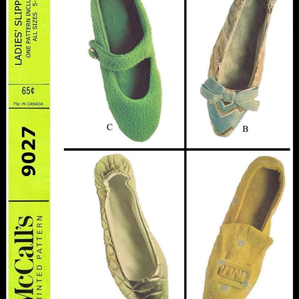 LEDGER ! 9027 McCALL'S  Slippers Shoes  Pattern Costume (S-M-L 5-9)  MaryJanes Slipons ~Pdf ~