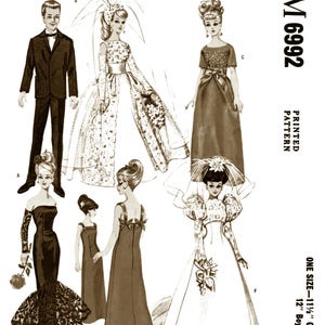 LETRA M 6992 Boneca Padrão de Costura Roupas Vestido 11 1/2"-12" Menina e MENINO Smoking Pdf
