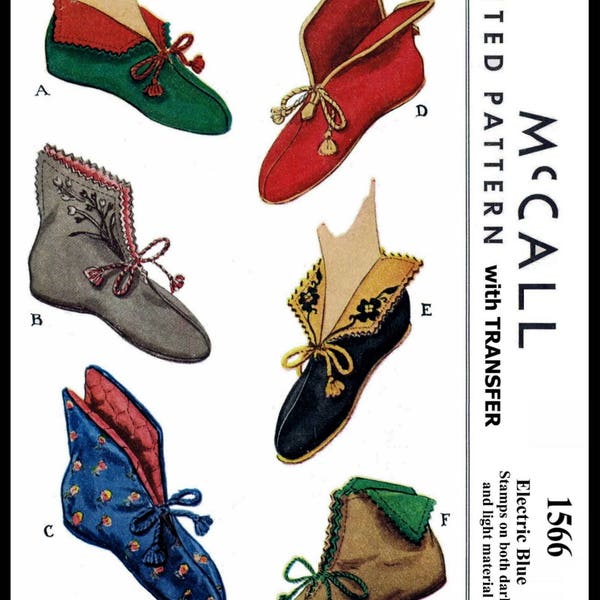 1566 McCall Slippers    Pattern  Unique FELT Slipper Costume -S-M-L- Pdf Digital