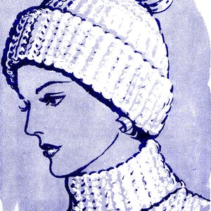 LETTER Winter Crochet HAT & Dickey Pattern Rib Stitch Crocheting Crocheted Mail Order Design 2634 PDF