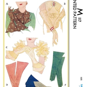 Size Small..Gloves Sewing Pattern 1930s Fashion Accessory Pdf M 117