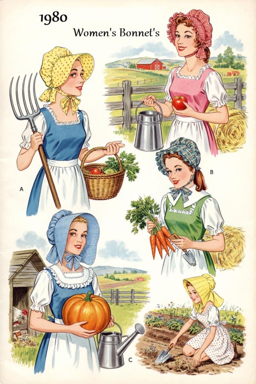 帽子ボンネット縫製パターン M 1980 SunBonnet Ledger Pdf - Etsy 日本