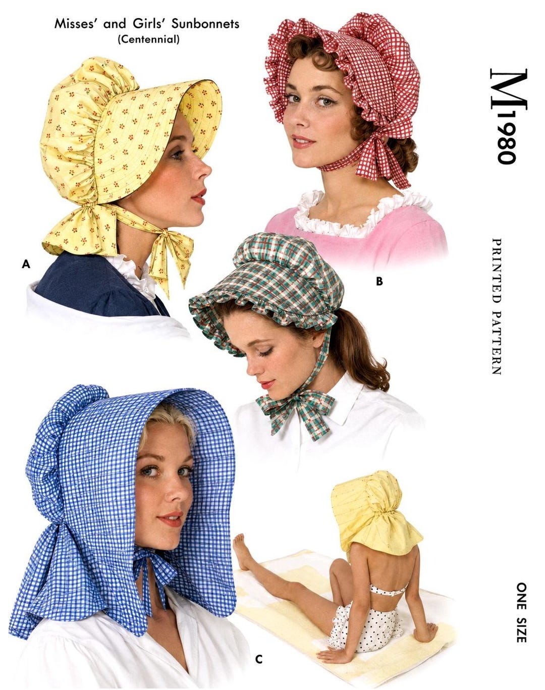 1980 Centennial HAT Bonnet Sewing Pattern Sunbonnet Ledger Pdf