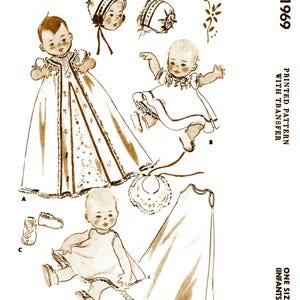 M 1969 Schnittmuster Säugling New Born LAYETTE BaBY Taufkleid Mütze Pdf