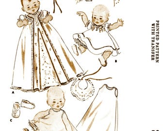M 1969 Schnittmuster Säugling New Born LAYETTE BaBY Taufkleid Mütze Pdf