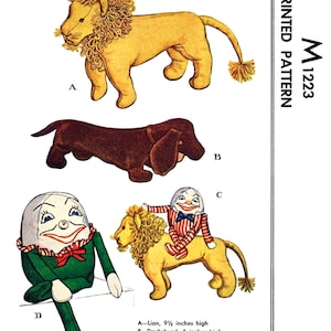 Naaipatroon knuffeldier M 1223 Humpty Dumpty Lion Teckel 4,5-9,5" LEDGER