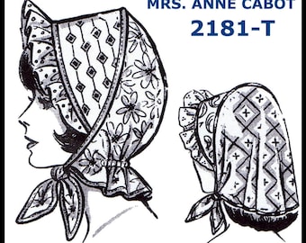 Women's Patchwork Bonnet HATS Cap Pattern Ann Cabot 2181 ~1 Size Mail Order Pdf
