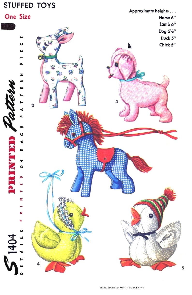 Peluche lettre couture S 1404 modèles jouets créatifs cheval agneau chien canard poussin 5"- 6" image 3