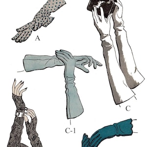 Size 7.5 ~ B 4260 Gloves Accessory Pattern 1940's UnPrinted Pdf