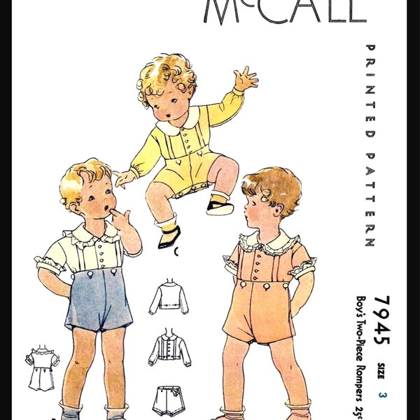 sz 3~ Ledger  Boy's McCall # 7945 Shorts & Shirt Sunsuit Playsuit Child Summer   Pattern