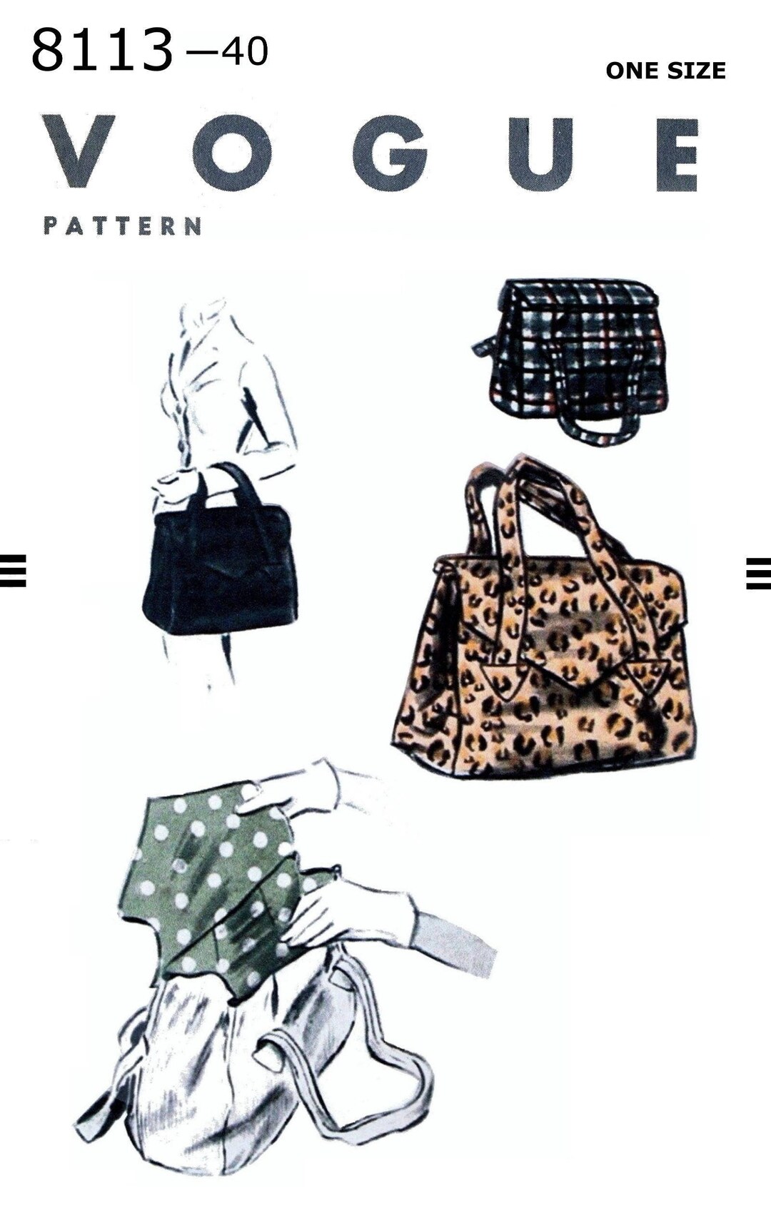 VOGUE 8113 Women's 40's Handbag Purse Bag Accessory Bolso Sac Tasche ...