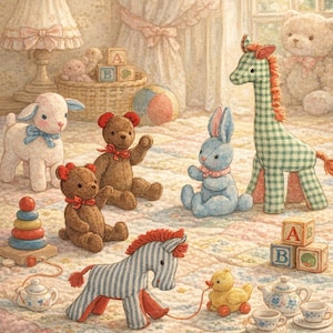 Letter 6 Stuffed Toys Sewing Pattern 4.5"-9" M 1218 Lamb Giraffe Dog Bunny Teddy Bear Zebra Pdf