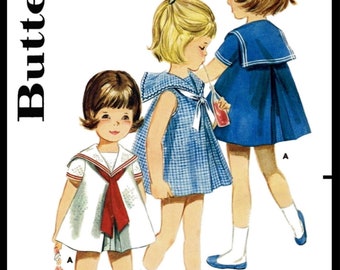 Size 1~ Butterick # 2959 Pattern Child Girls SAILOR Nautical Dress Sundress