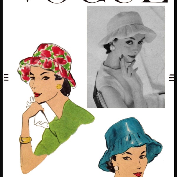 23" VOGUE 9097 Pattern Bucket HAT Designer Sally Victor