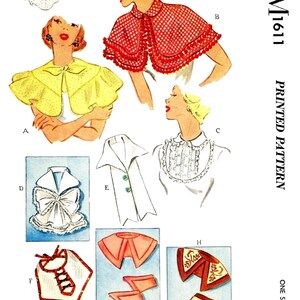 Cape Capelet Collar Sewing Pattern M 1611 Jabot and Cuffs Accessories ...