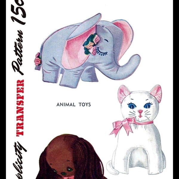 Lettre simplicité # 7327 animaux en peluche motif bébé artisanat jouet éléphant chat chien 7-10" copie PDF