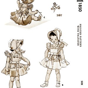 Sz 1~ M 1850 Pattern Dress Pinafore Bonnet Toddler Girls Child Pdf
