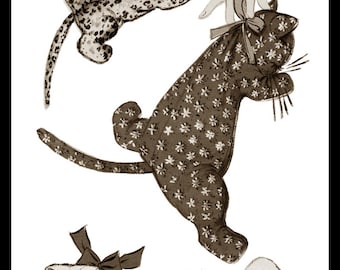 LETTER Advance 6931 Pattern Sleeping KITTEN Cat Kitty Toy Stuffed Animal or Pajama Bag 1940&#39;s Pdf