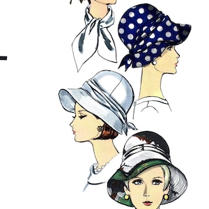V 7201 Brimmed Hat Pattern w/Scarf Detail 22" Head Pdf