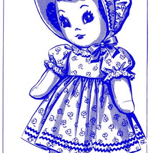 Bokstav Sunbonnet Sue Girl Sockdocka & Klädmönster 2940-T Postorder