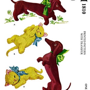 LeTTER M 1810 Pattern DACHSHUND Stuffed Animal Dog and Kitten Toy Pdf