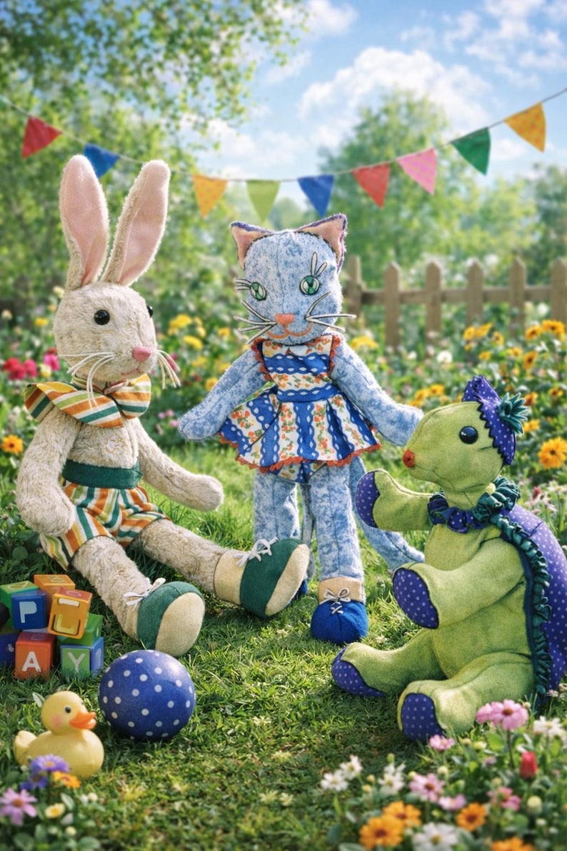 LETTER Cat Bunny Turtle Sewing Pattern M 1499 Stuffed Animal & Dolls ...