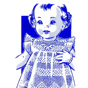 Vestido infantil de renda em crochê com estampa de CARTA, Carol Curtis 301, Crochê, década de 1940, PDF, 6 meses a 6 anos