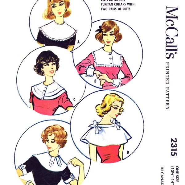 McCall's 2315 Pattern Collars & Cuff Accessory One Size Womens 1950s