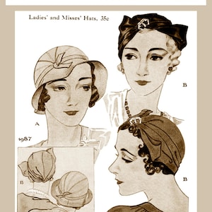 Patrón de turbante M 1987, sombreros, gorras, tocados, quimioterapia, cáncer, década de 1930, PDF