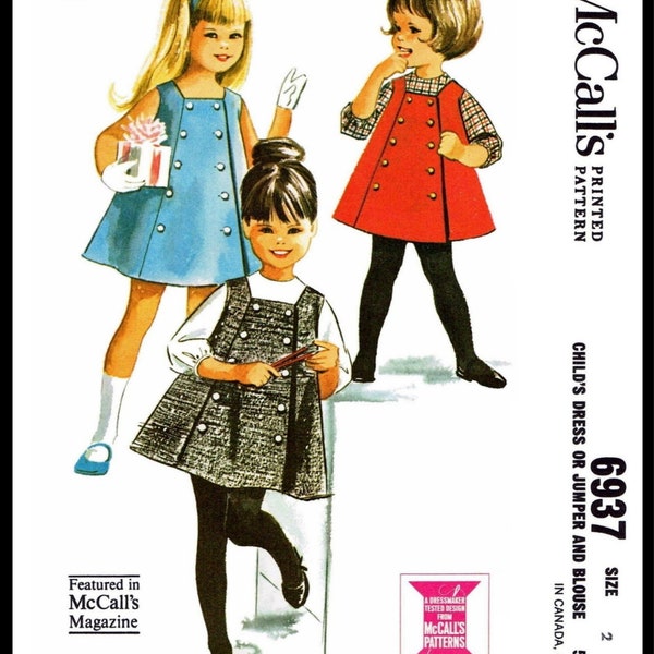 Size 2~ McCall's # 6937 Pattern Child Girls TENT Dress Frock      Ledger Adorable Unique