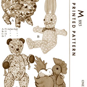 Letra M 893 Patrón de peluche Oso Conejito Gallina Pollito Cerdo Manualidad Juguete Pdf