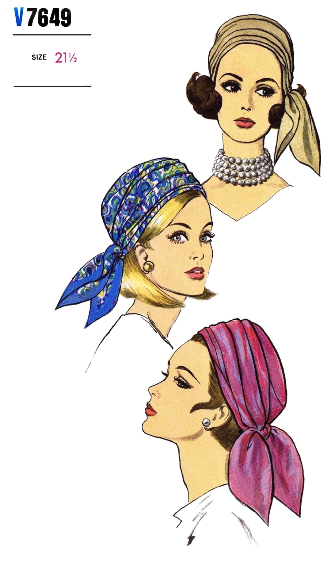 Head 21.5 Scarf HAT Sewing Pattern V 7649 - Etsy