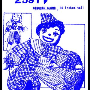 Gefüllte CLOWN-Puppe Muster 2591 Unbedruckt 16 &quot;Hoch Pdf