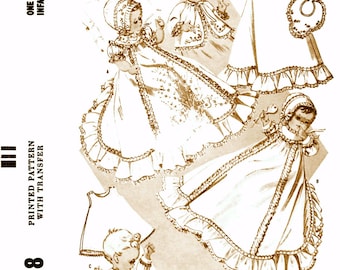 M 7718 Schnittmuster Säugling Neugeborene Taufe LAYETTE 50er Jahre Baby Taufkleid Mütze Pdf