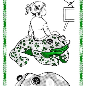 Fred The Frog Sewing Pattern Stuffed Animal Cushion MO 992 Pdf 1950's 21" Long
