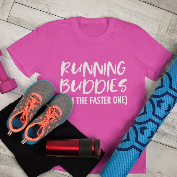 Running buddies, t-shirt workout fitness healthy gym jog run sprint marathon matching tees best friend hipster gift