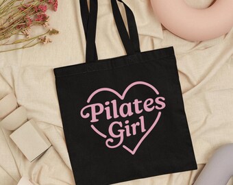 Pilates Girl Tote Bag | Cotton Gym Bag | Pilates Gift For Her | Reformer Pilates | Cute Gym Tote | Pilates Lover Gift | Fitness Bag Women