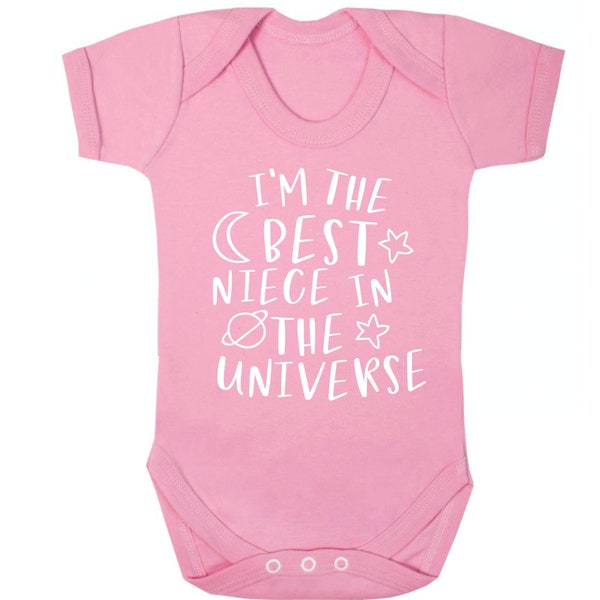 I'm the best niece in the universe, baby vest / bodysuit family auntie uncle love heart birthday baby shower newborn hipster gift  4919