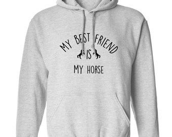 PERSONALISED HORSE HOODIE,BFF,BEST FREINDS FOREVER Children’s PONY WITH PLAQUE, 