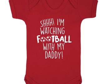 watching football with my daddy,  baby bodysuit sport football boots footballer team score net funny family son daughter dad 4080
