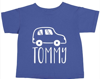 Personalised Cartoon Car Baby Toddler T-Shirt | Custom Name | Car Lover Gift | Vehicle Lover | Little Driver | Birthday Gift 7463