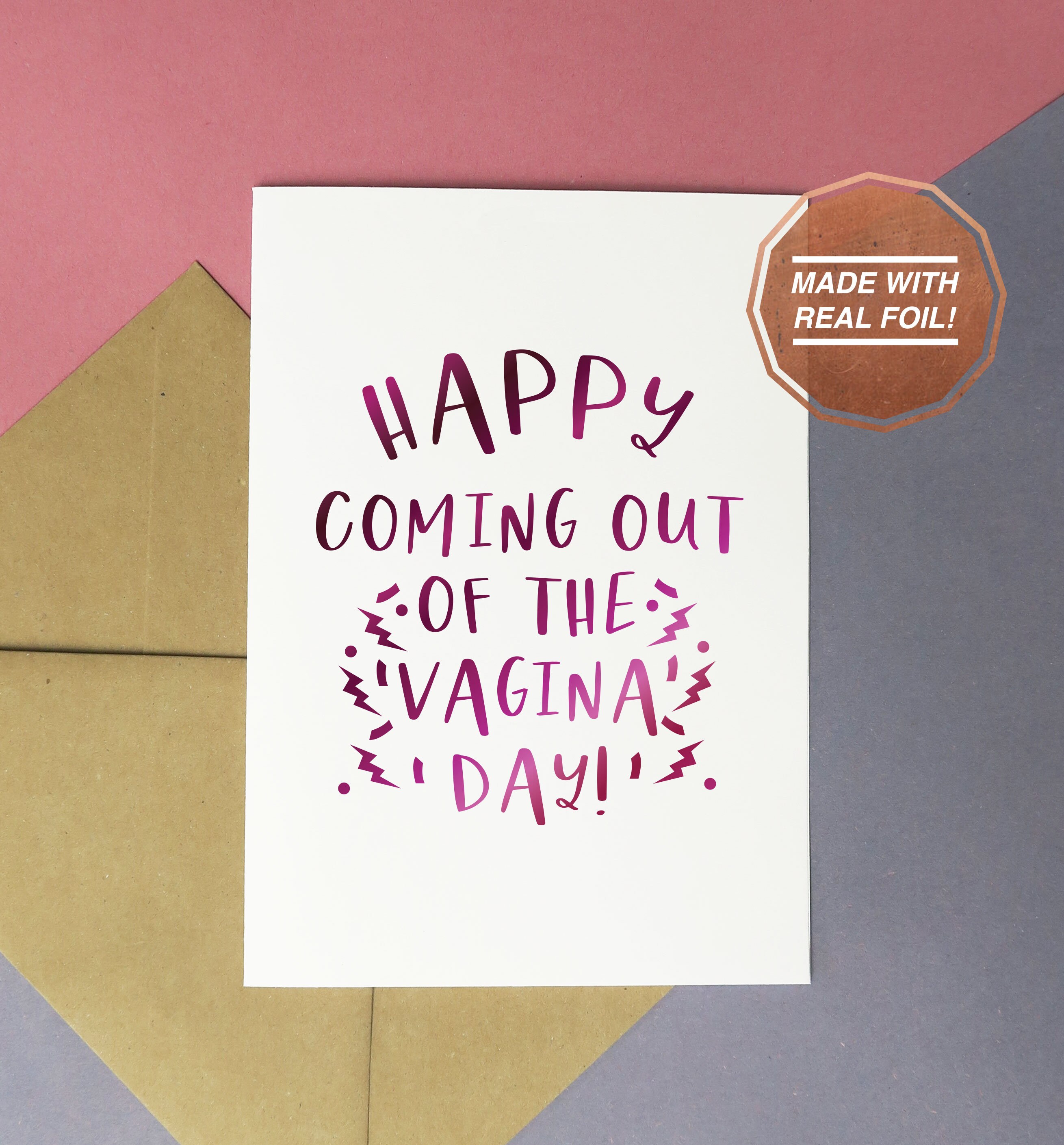 Happy Coming Out Of The Vagina Day Birthday Card Funny Joke Etsy
