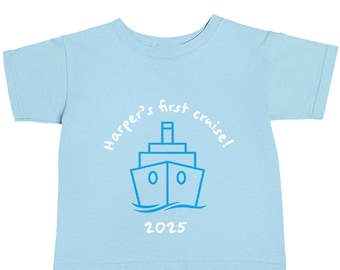 first cruise, baby / toddler t-shirt, personalised gift holiday sea sun ship sail family holiday 1st cruise cute 7347