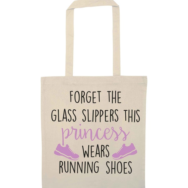 This princess wears running shoes, tote bag gym feminist quote workout fitness sport runner trainers competitive hipster gift bag 1633